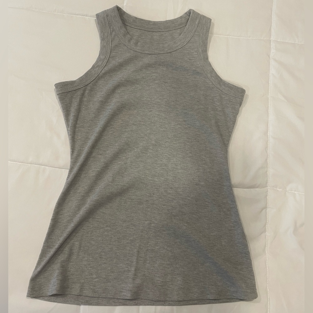 Gray Ribbed Tank Top